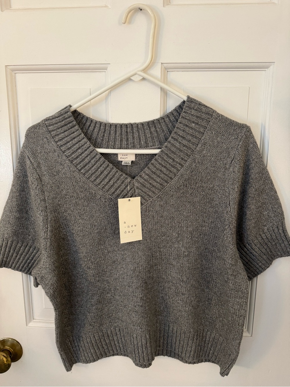 a new day Gray Short-Sleeve V-Neck Sweater